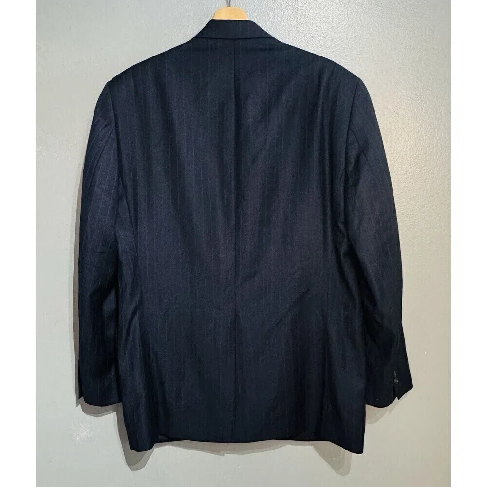 Lauren Ralph Lauren Blazer Mens 42  Blue Striped Wool Cashmere Suit Jacket
